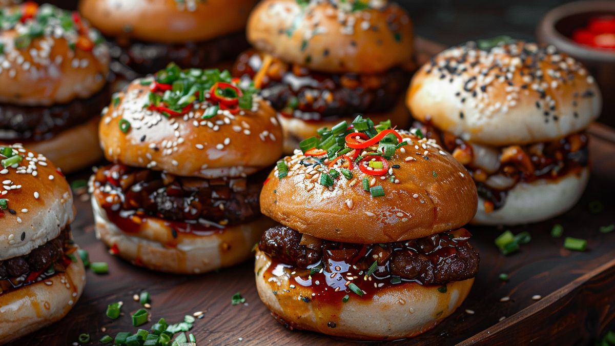 Pain soufflé à la vapeur : recette facile 2 Buns served with sweet and savory toppings.