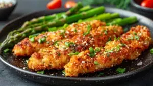 Croustillant de pieds de porc pané aux asperges aigres-douces : recette facile